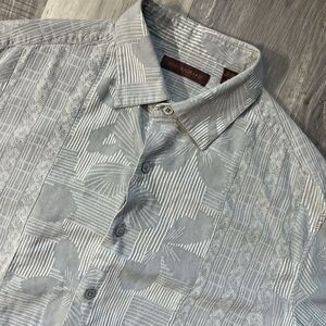 Tori Richard Mens XLarge Gray Floral Hawaiian Button Up Shirt Silk Short Sleeve